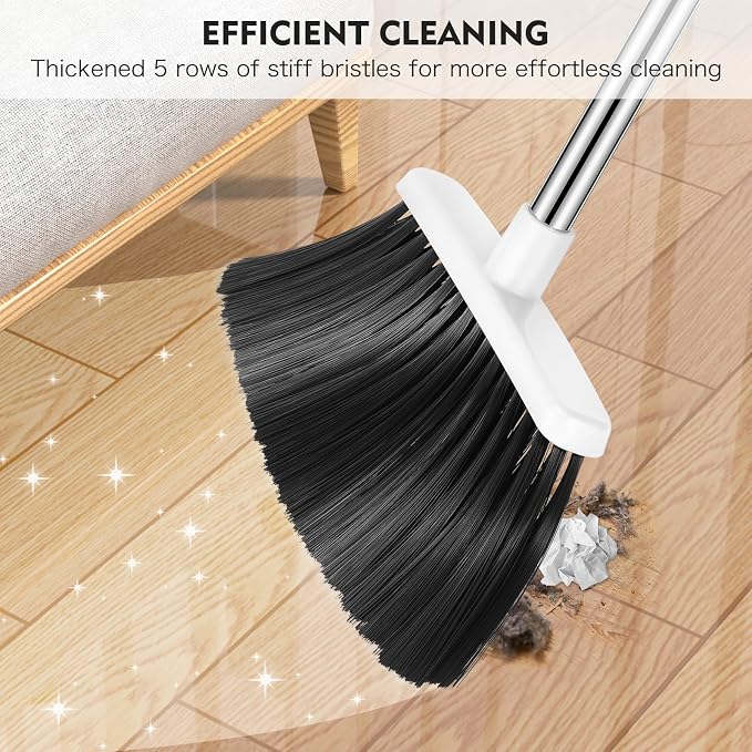 Broom and Dustpan Set, 55-in Long Adjustable Handle Broom - Image 5