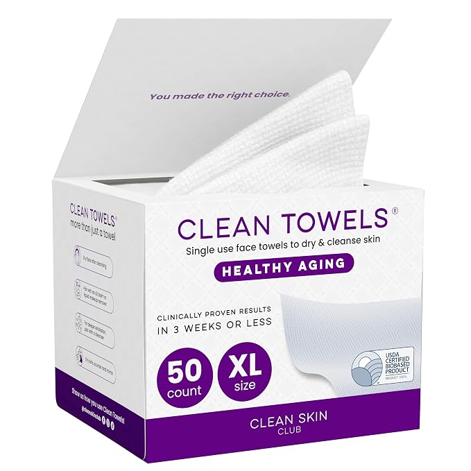 Clean Skin Club Healthy Aging Clean Towels® XL, Smooths Fine Lines Wrinkles & by CLEANSKINCLUB
