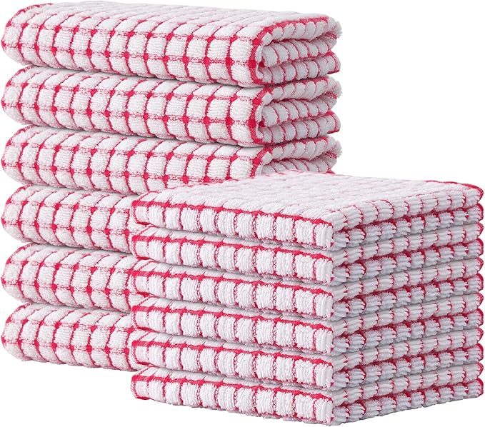 Kitinjoy Cotton 12 Pack Kitchen Towels and Dishcloths Sets, 16 x 25 Inch & 12 X by Kitinjoy
