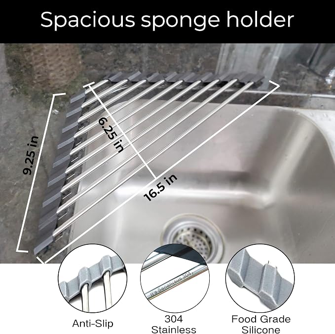 Roll Up Sponge Holder for Counter, Sink Organizer for Kitchen, Laundry Room - Image 6