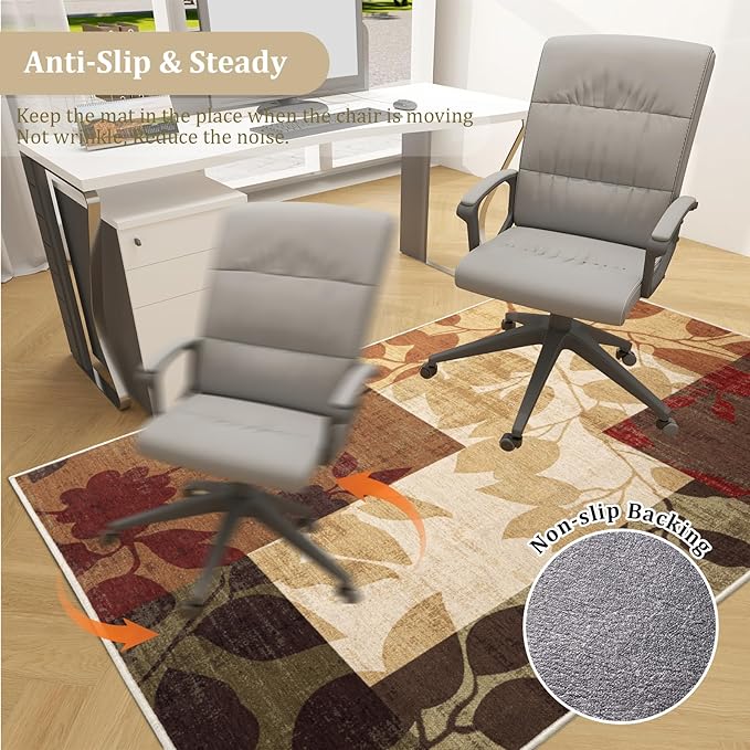 Office Chair Mat for Hardwood Floor, 72"x48" Easy Glide Computer Desk Mat Protector for Rolling Chair Under Desk Rug Nonslip Backing, Machine Wash, (Modern)
