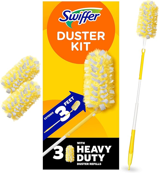 Swiffer Duster Kit with 3 ft Extendable Handle, Heavy Duty Dusting Starter Kit by Swiffer