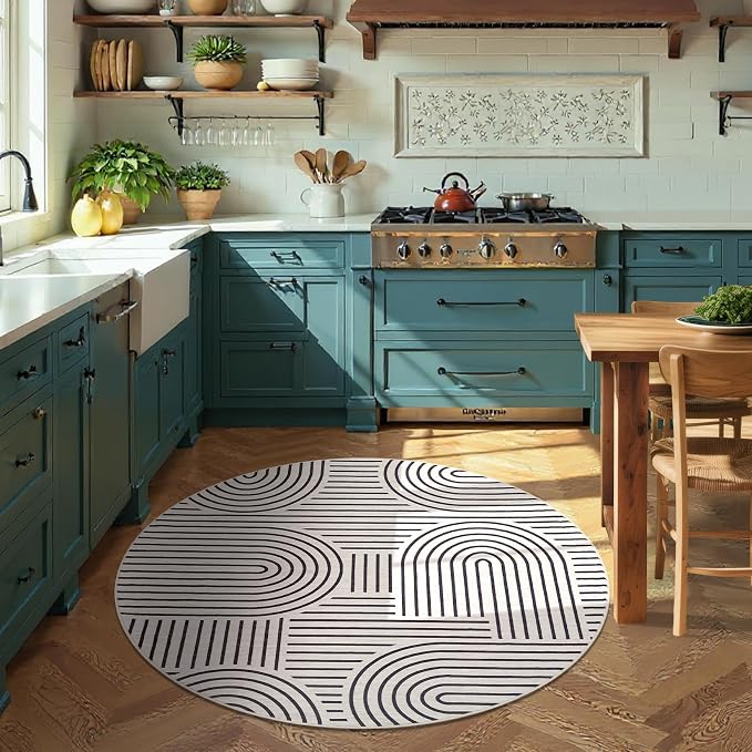 Washable Rug 6ft Area Rugs for Living Room, Abstract Rug for Bedroom, Soft - Image 2