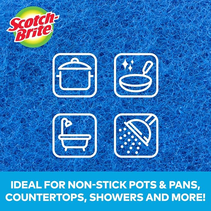 Scotch-Brite Zero Scratch Scouring Pad, Effective + Gentle Dish Scrubber - Image 3