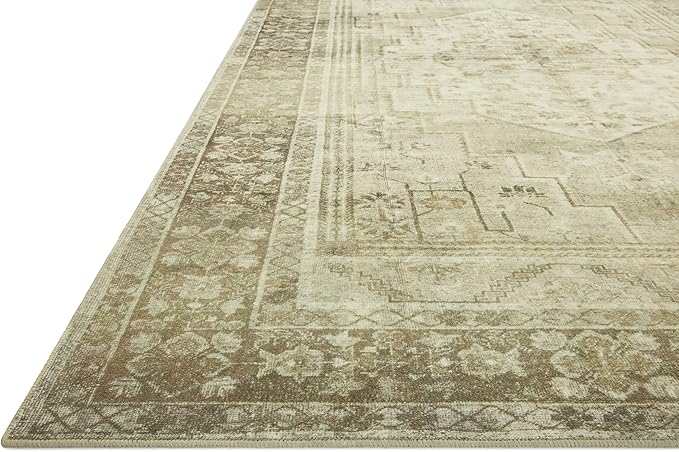 Loloi Magnolia Home by Joanna Gaines Banks Collection BAN-06 Natural/Granite 3'-6" x 5'-6" .13" Pile Height, Machine Washable, Accent Rug