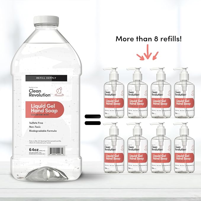 Clean Revolution Liquid Gel Hand Soap, Silky Rich Liquid, Quick Lather - Image 5