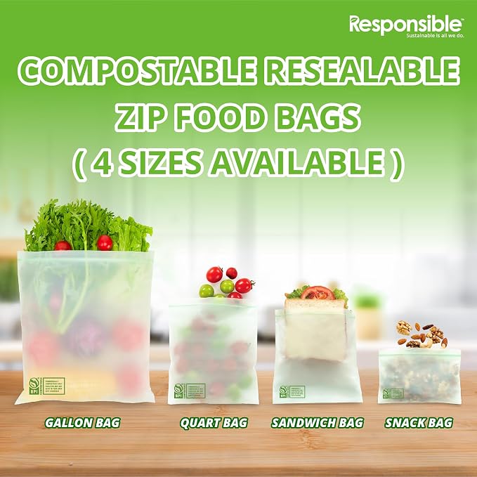 Responsible Products Certified Compostable SANDWICH Resealable Zip Bag - Image 4