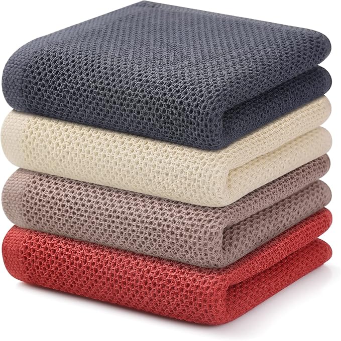 Kitinjoy 100% Cotton Waffle Weave Kitchen Hand Towels by Kitinjoy