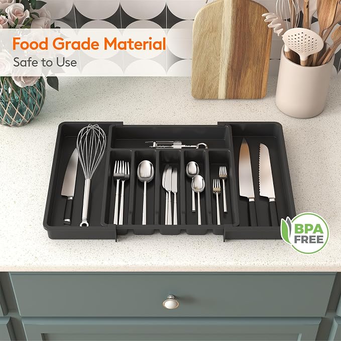 Lifewit Large Silverware Drawer Organizer, Expandable Utensil Tray - Image 7