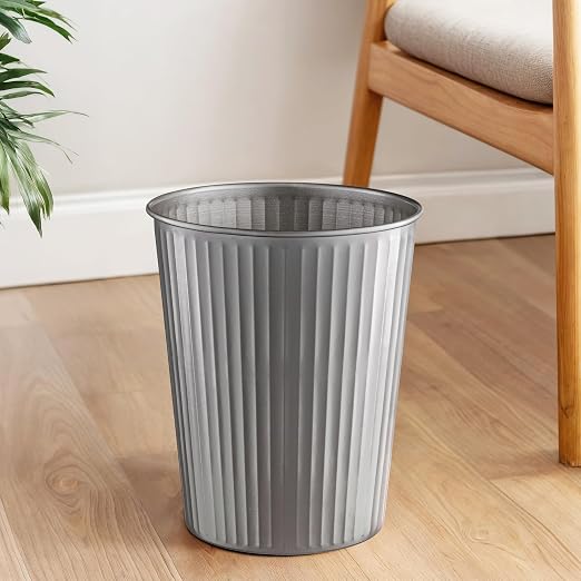 Monarch Abode Pewter Handcrafted Ridge Embossed Metal Wastebasket - Image 3