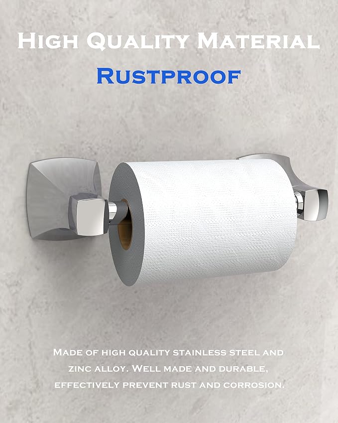 Polished Chrome Toilet Paper Holder Bathroom Double Post Pivoting Tissue Roll - Image 4