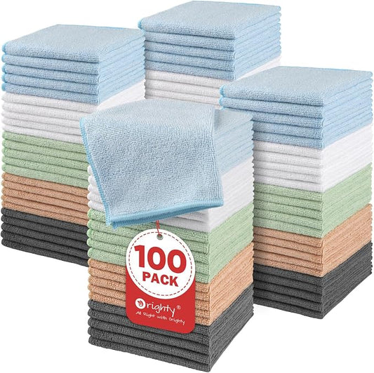 Orighty Microfiber Washcloths Bulk Towels Set 100 Pack, Highly Absorbent and by AllRightinOrighty