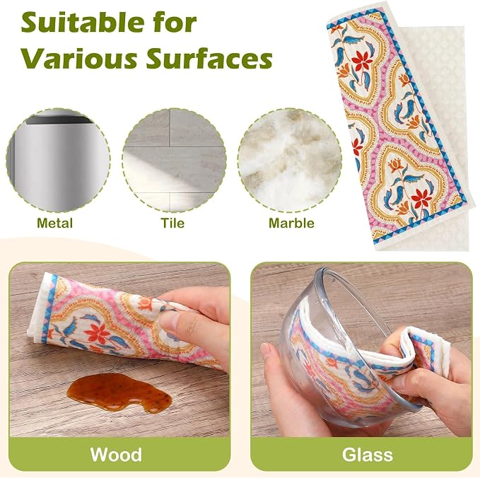 6 Packs Swedish Paper Cloths for Kitchen, Reusable Paper Towels Washable Dish - Image 6
