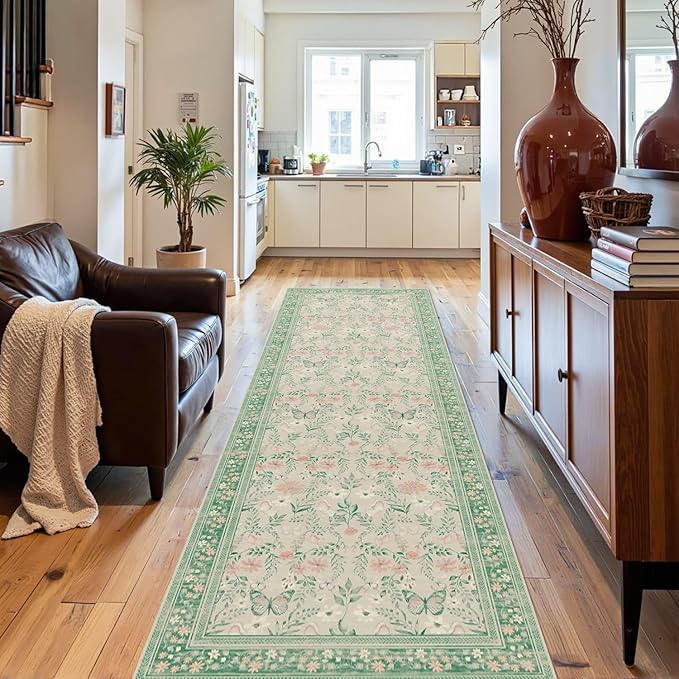2x6 Floral Runner Rug, Washable Runners by Rugxara