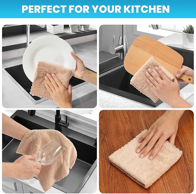12 Pack Cleaning Cloth, Ultra Soft Absorbent Quick Drying Microfiber Cleaning - Image 4