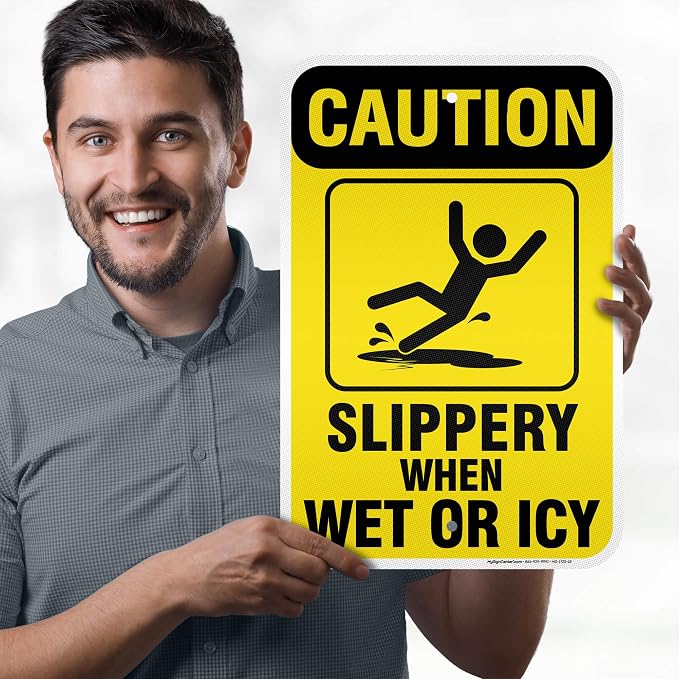 Caution Slippery When Wet Sign or ICY Sign, Indoor/Outdoor Use, USA MADE By My - Image 2