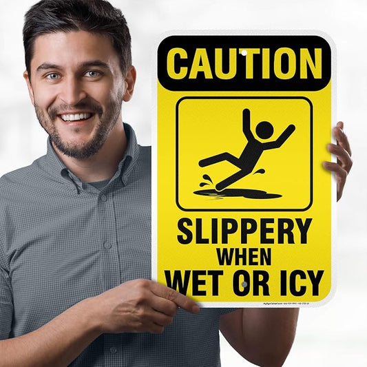 Caution Slippery When Wet Sign or ICY Sign, Indoor/Outdoor Use, USA MADE By My - Image 2