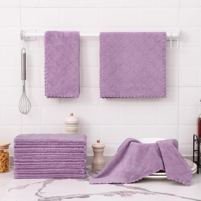 Homaxy 12 Pack Dish Towels for Kitchen, Super Soft and Absorbent Coral Velvet - Image 6