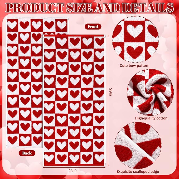 Frienda 4 Pcs Valentine's Day Hand Towels - Image 2