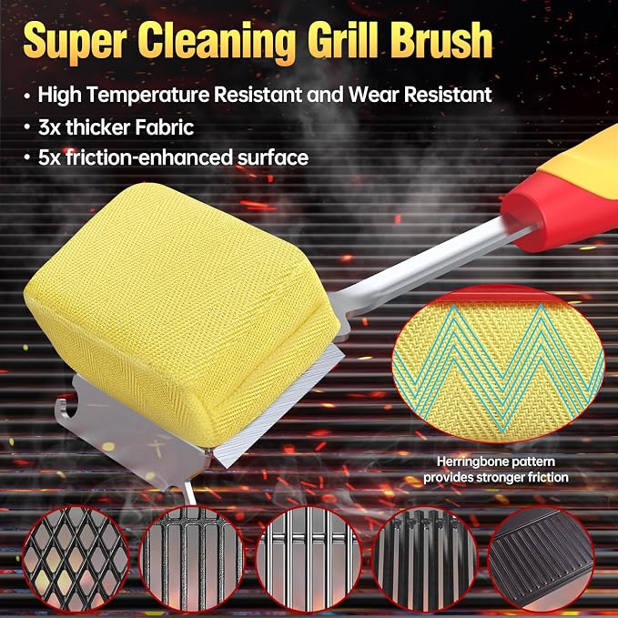 Grill Cleaning Brush Bristle Free Outdoor 19inch Extended Handle Grill Cleaner - Image 3