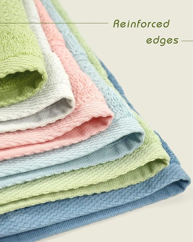 Cleanbear Pure Cotton Wash Cloths Face Cloths, 6 Colors per Set, 13 x 13 Inches - Image 5