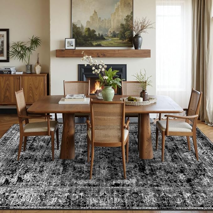 Area Rugs 5x7, Washable Black Rugs - Image 3