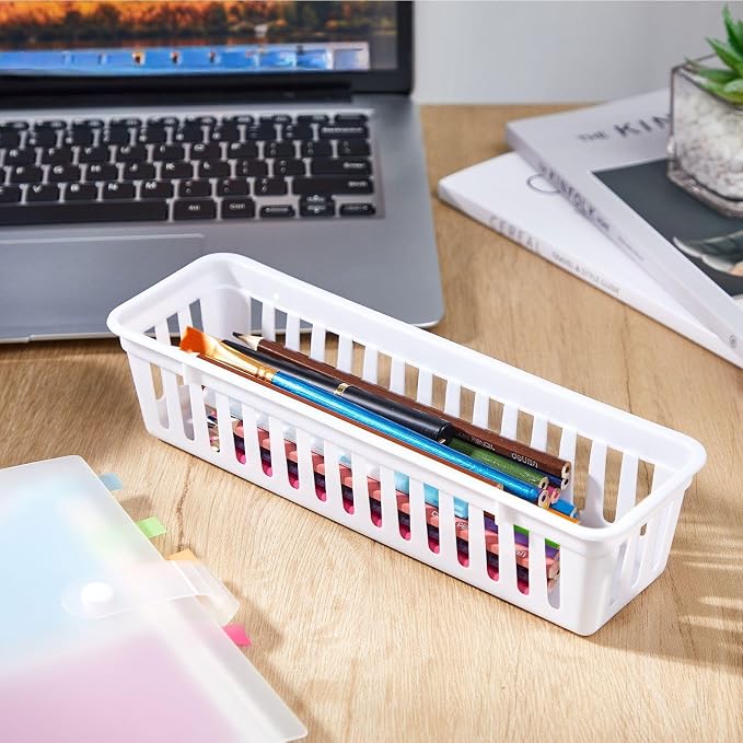 Domensi 24 Pcs Slim Plastic Storage Baskets Tray - Image 5