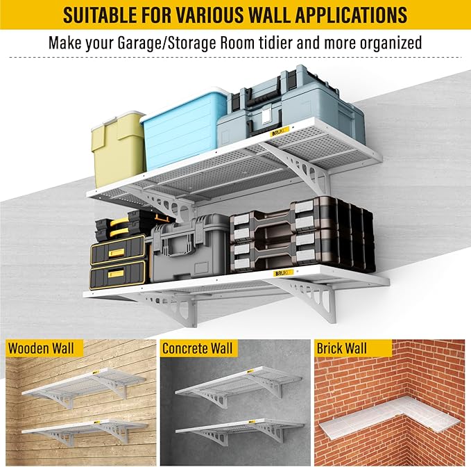 2Pack 1.64x4ft Adjustable Metal Garage Wall Shelving Heavy Duty Garage Storage - Image 6