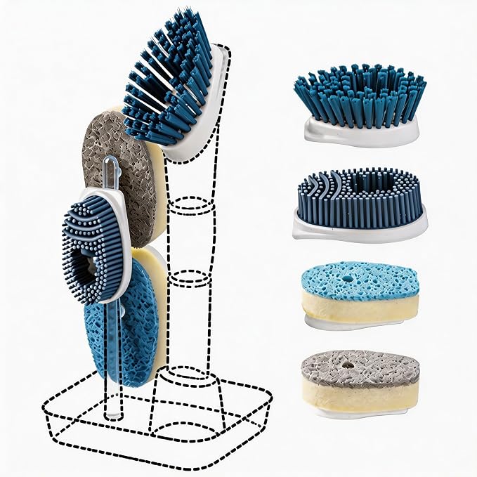 Soap Dispensing Scrub Dish Brush Head Replacements by FancyHomeFancyLife