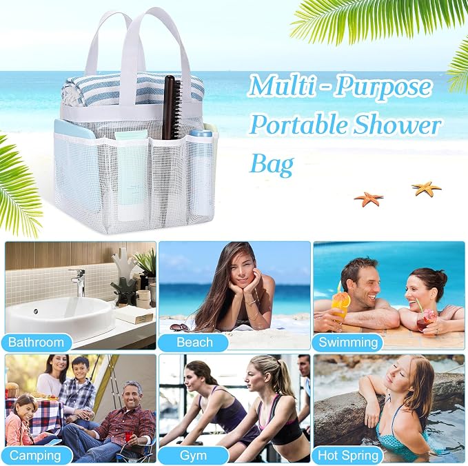 Hillban 4 Pcs Mesh Shower Caddy Portable Large Quick Dry Shower Caddy Basket - Image 7