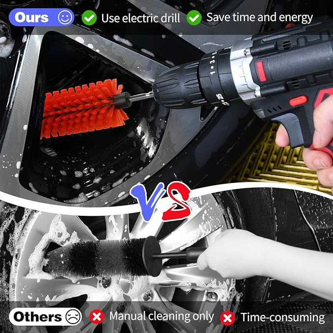 Drill Brush for Car Wheel and Bottle, Highly Dense and Durable Car Cleaning - Image 2
