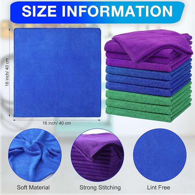 Nuenen Cleaning Cloths for Cars 16 x 16 Inch Ultra Absorbent Towels Drying - Image 3