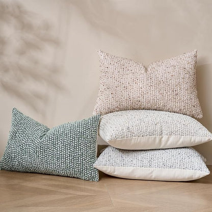Striped Throw Pillow Covers 12x20 Set of 2 Green Textured Polyester Chic Morden Boho Accent Farmhouse Rectangular Lumbar Decorative Couch Pillow Covers for Home Decor Bed Sofa Living Room