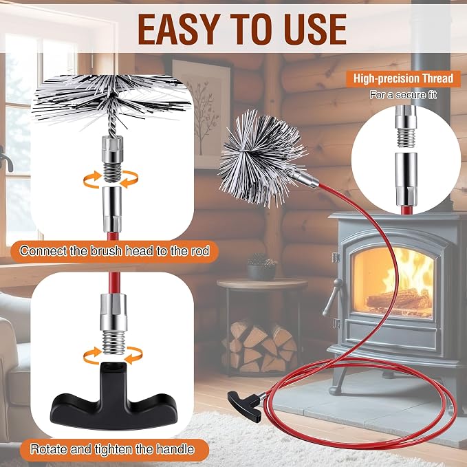 Feekoon Pellet Stove Cleaning Kit, 10 FT Flexible Steel Rod - Image 8