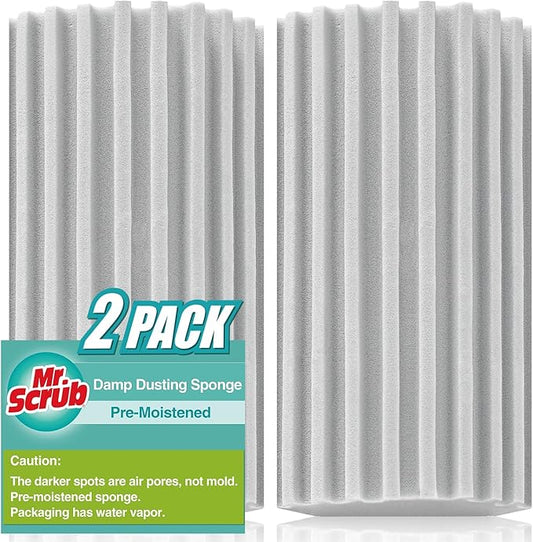 Damp Dusting Sponge Duster, 2 Pack Grey Dust Cleaning Sponge, Reusable by MrScrubCleaninghelpers