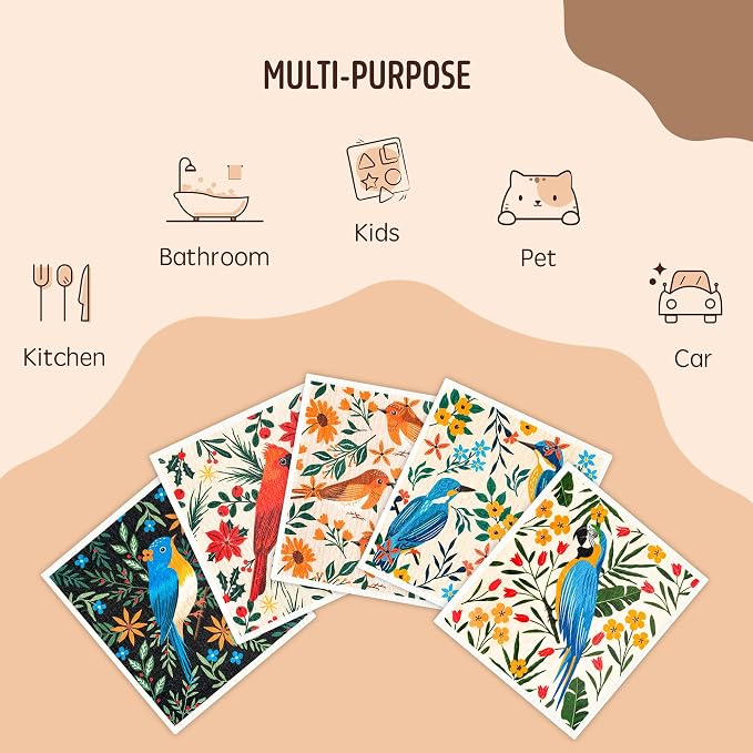 Swedish Dishcloths for Kitchen, 5 Pack Reusable Paper Towels Washable, Super - Image 6