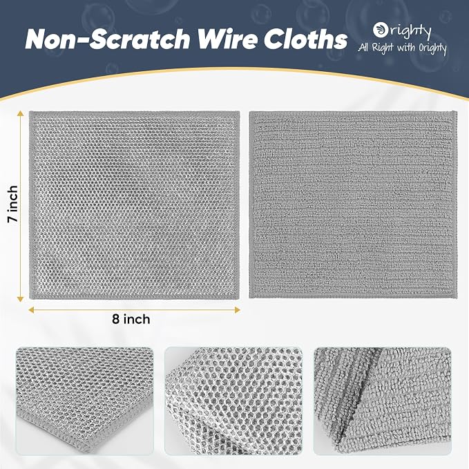 Orighty Multipurpose Wire Dishwashing Rag, Reusable Steel Scrubber Dishcloth - Image 2