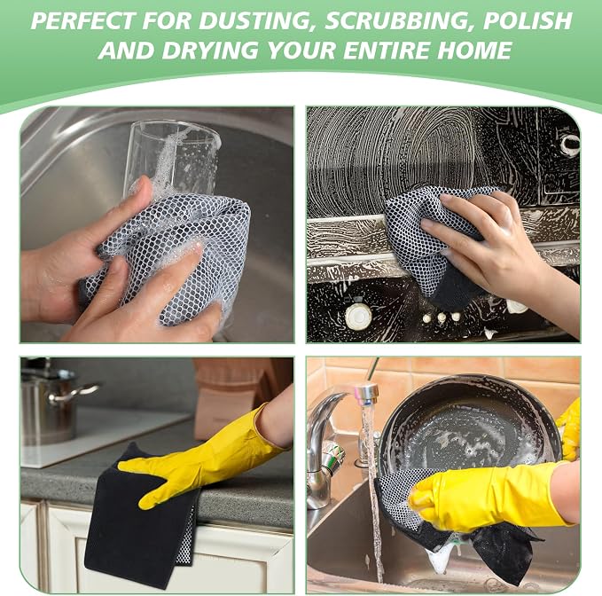 SINLAND Microfiber Dish Cloth Kitchen Cleaning Dish Towel Absorbent Fast Dry - Image 7