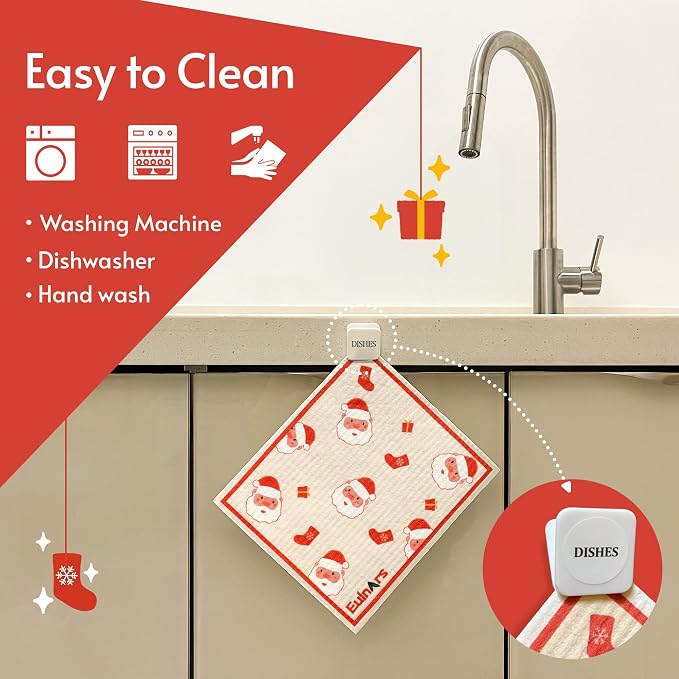 Reusable Paper Towels, Christmas Swedish Dishcloths - Image 2