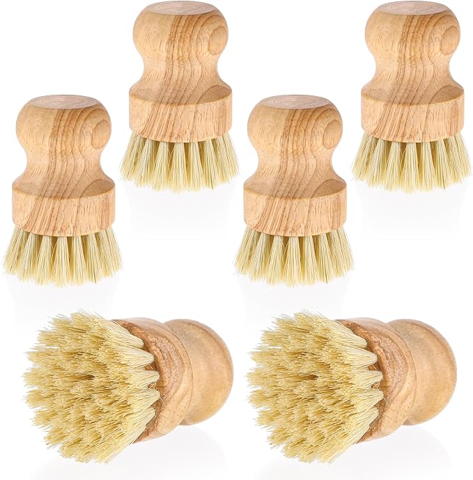 6 Packs Bamboo Dish Scrub Brushes Wok Brush Dish Scrubber Brush Kitchen by Unknown