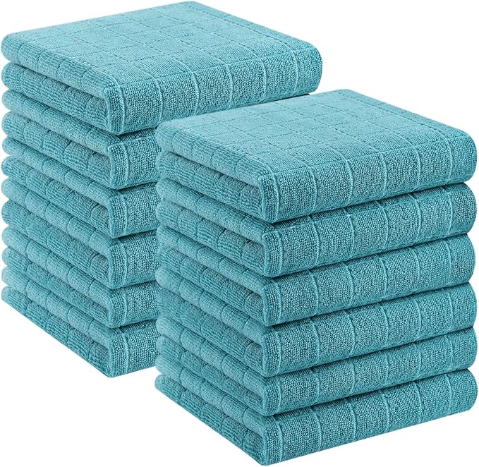Homaxy 100% Cotton Terry Kitchen Towels, Checkered Designed, Soft and Super by Homaxy