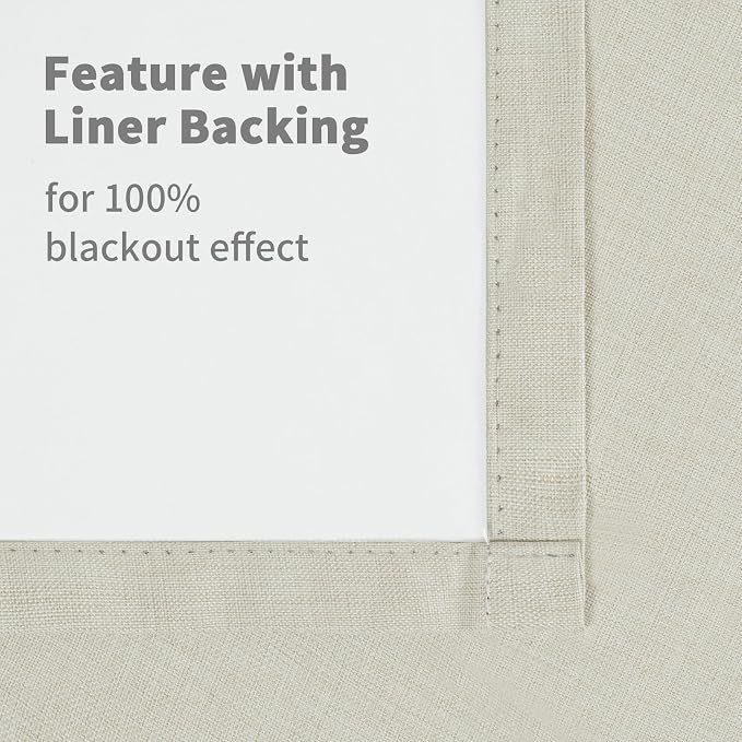 YoungsTex Stone Linen Blackout Curtains 84 Inch Length, Grommet Thermal - Image 6