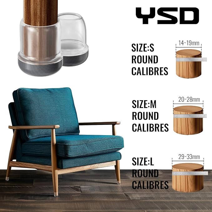 YSD 1Inch 24 Pcs Silicone Chair Leg Floor Protectors, Hair and dust Resistant - Image 6