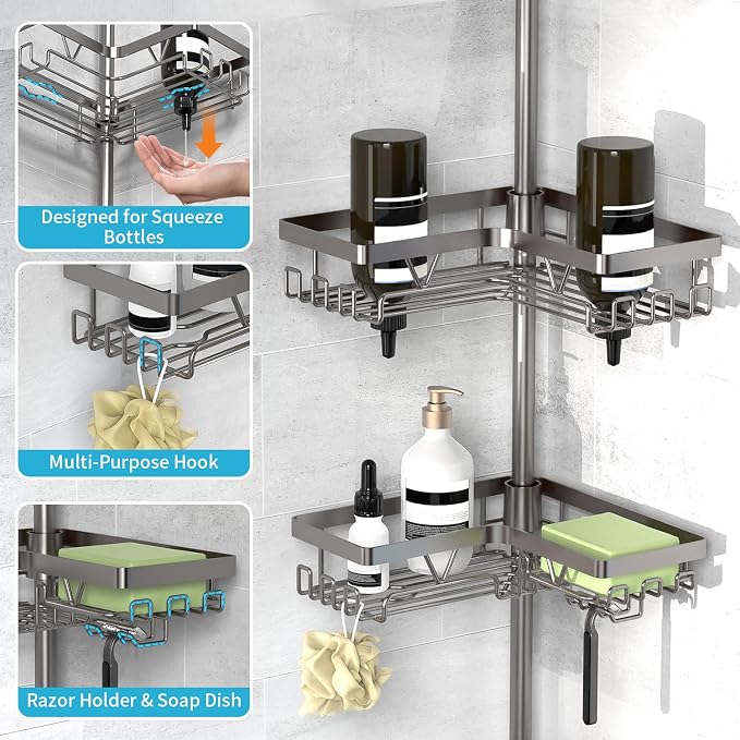 KEGII Corner Shower Caddy Tension Pole - Image 3