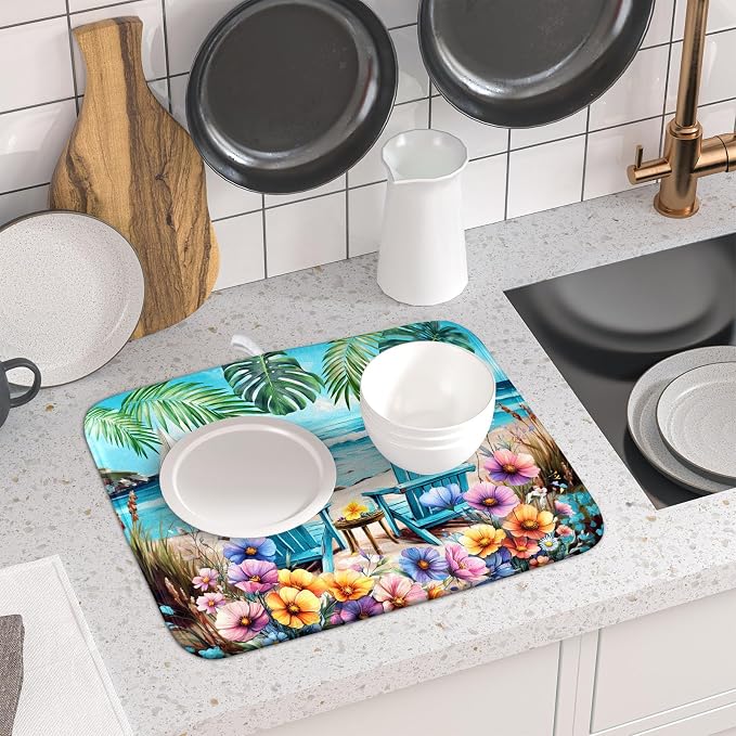 Spring Summer Sea Chair Dish Drying Mat - Image 6
