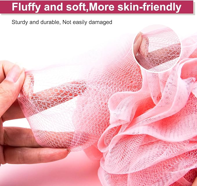 Loofah for Women 75g 4 Pack, Bath Sponge Soft Mesh Shower Puff Loofah Sponge - Image 5