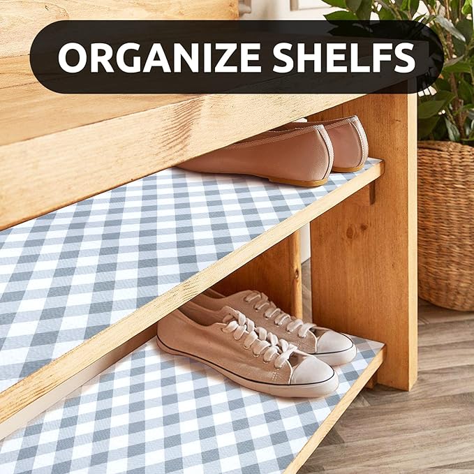 RAY STAR 12X120 Inch Shelf Liner for Kitchen Cabinets, Non-Adhesive Cabinet Liner Washable, PVC Drawer Liner for Dresser Non-Slip Bathroom (Plaid)(1 Roll)