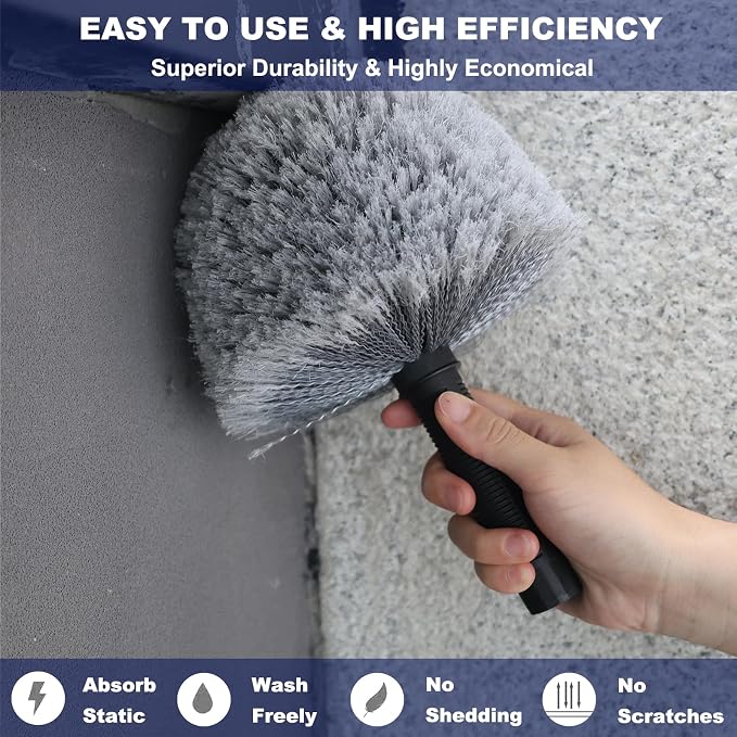 2 Pack Grey Twist-On Cobweb Duster Head Brush - Image 4
