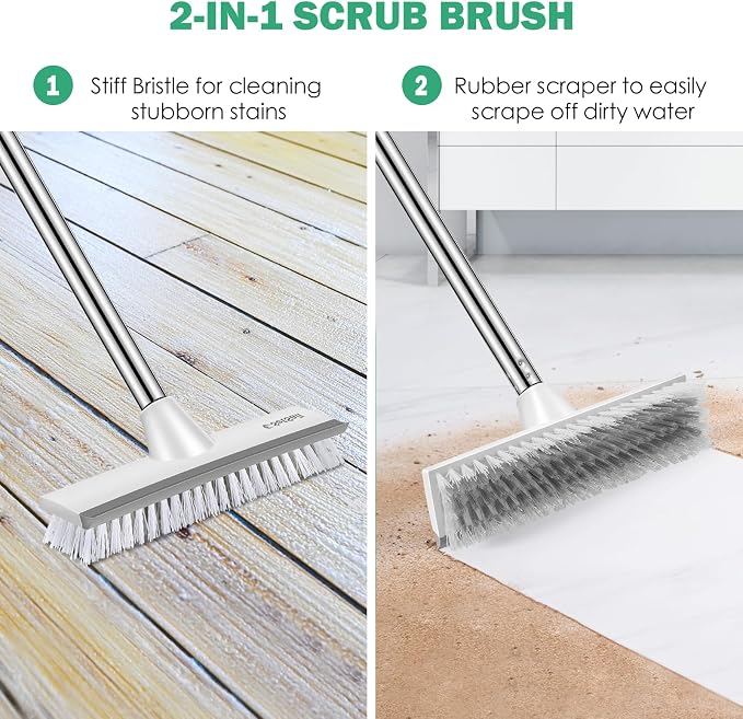 SetSail Floor Scrub Brush with 51-Inch Long Adjustable Handle 2 in 1 Scrape - Image 4