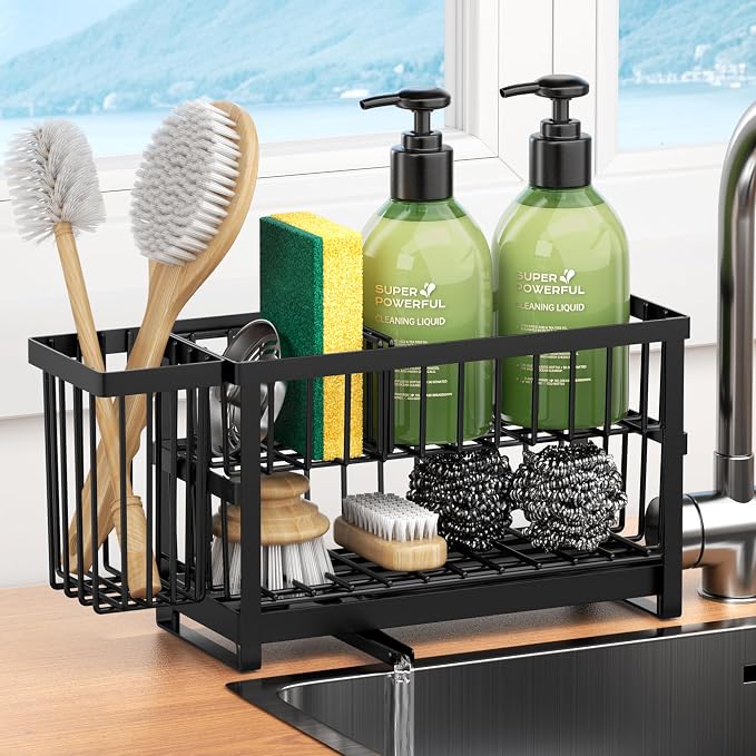 Sponge Holder for Kitchen Sink, 2 Tier Sink Caddy Organizer Countertop by Liuoud